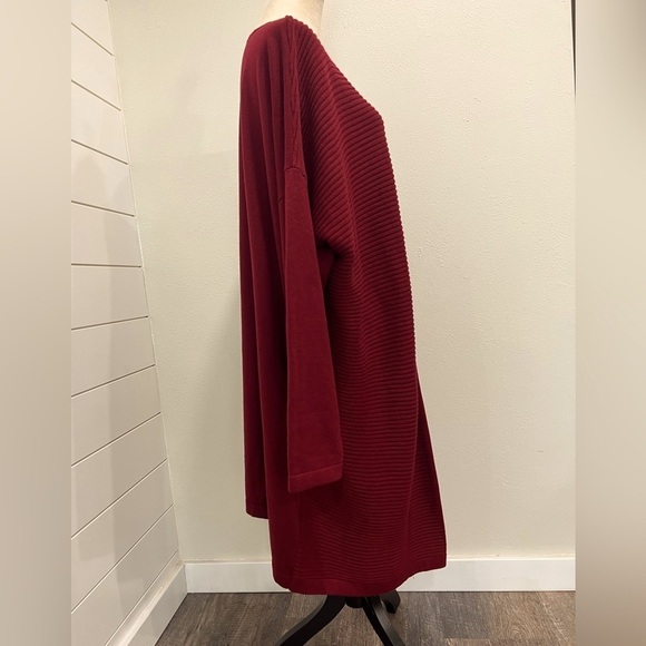 ASOS WOOL BLEND DROP SHOULDER SWEATER DRESS SZ 22 BURGUNDY EUC RIBBED DETAIL - Picture 3 of 9